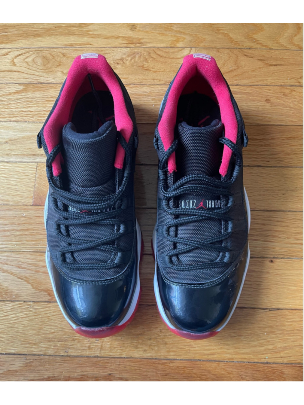 Men's Air Jordan Retro 11 Low ‘Bred’ Sneakers Size 9 Black and Red